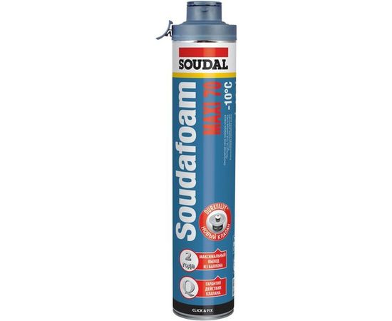 Пистолетная пена SOUDAL Соудафоам Макси 70 Клик&Фикс зимняя 117566 