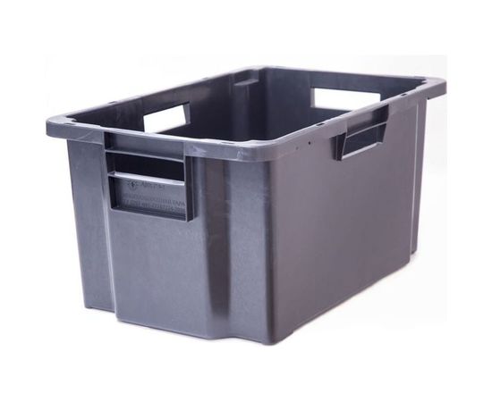 Ящик Тара.ру п/э мясной 600х400х300 сплошной черный 19564 