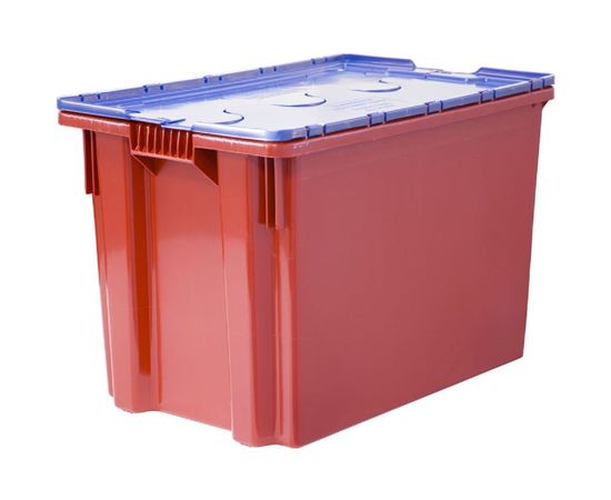 Ящик Тара.ру п/э 600х400х400, сплошной, с синей крышкой, Safe PRO, красный 18658 