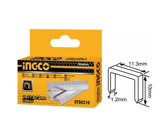 Скобы INGCO 10х11.3х1,2 мм, для степлера HSG1404 STS0210 – изображение 2