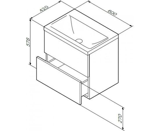 Подвесная база под раковину AM.PM Gem 60 см 2 ящика push-to-open M90FHX06022WG – изображение 4