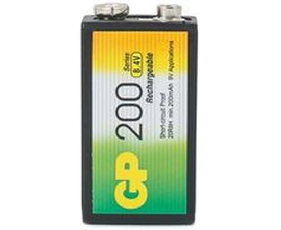 Перезаряжаемые аккумуляторы GP 20R8H 9V Крона 1 шт. в блистере. 20R8H-2CRU1 – изображение 3