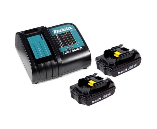 Аккумулятор BL1815N 2 шт. (18В;1.5 А*ч; Li-ion) + зарядное устройство DC18SD Makita 197143-8 – изображение 2
