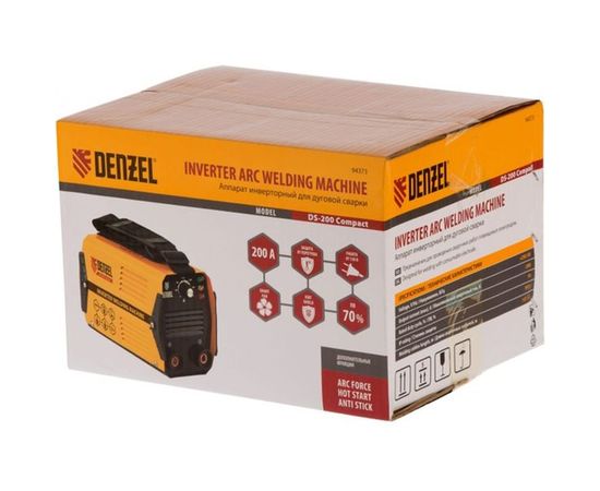 Аппарат инвертор дуговой сварки 200 А, ПВ DENZEL DS-200 Compact 94373 – изображение 4