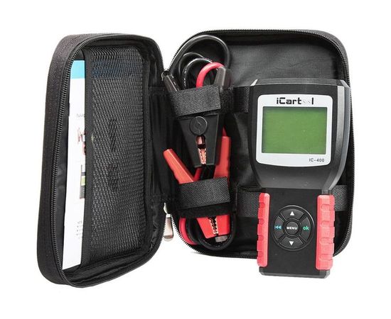 Тестер аккумуляторных батарей iCartool IC-400, АКБ 12/24В, до 2000А, тест системы пуска и зарядки, вольтметр, съемные кабеля – изображение 3