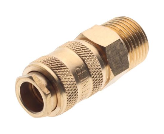 Быстроразъем пневматический с клапаном - наружная резьба 1/2"", латунь ЭВРИКА ER-BSE1-4SM 