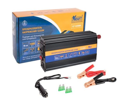 Автомобильный инвертор KRAFT 12/220 В, 1000 Вт KT 835666 