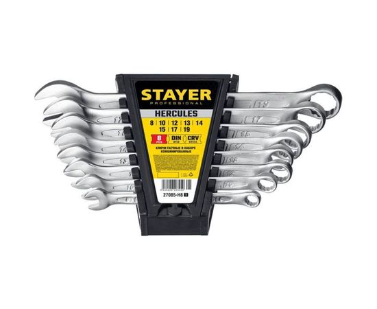 Набор комбинированных гаечных ключей Stayer 8 шт 8 - 19 мм HERCULES 27085-H8_z01 