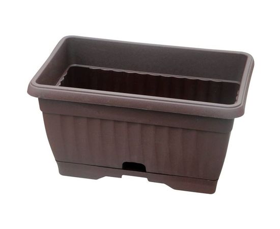 Балконный пластиковый ящик с поддоном ПРОТЭКТ коричневый ЯБ-30 К 