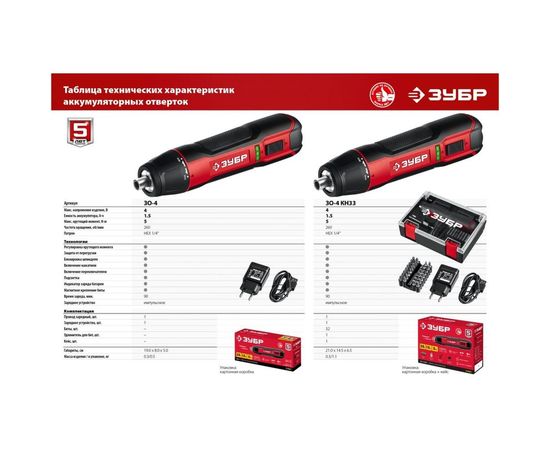 Аккумуляторная отвертка ЗУБР 3.6 В, в коробке ЗО-4 – изображение 5