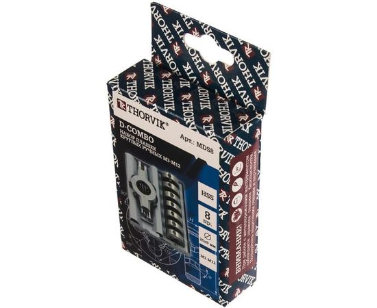 Набор круглых ручных плашек Thorvik D-COMBO М3-М12, HSS, 8 предметов MDS8 52885 – изображение 3