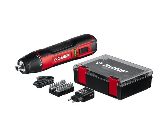 Аккумуляторная отвертка ЗУБР 3.6 В, в кейсе, с набором 33 бит ЗО-4 КН33 – изображение 5