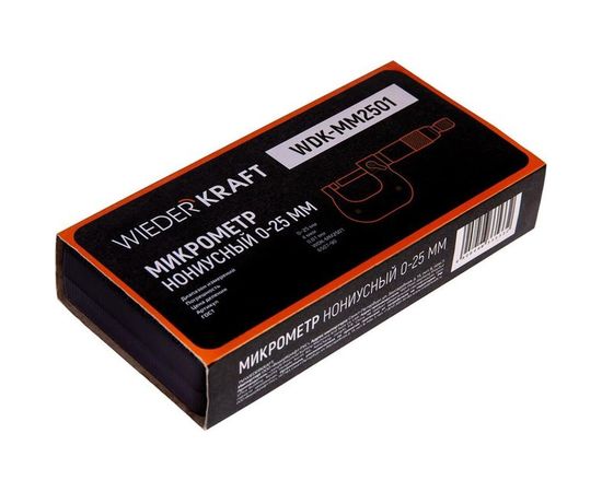 Микрометр WIEDERKRAFT нониусный, 0-25 мм, 0.01 мм WDK-MM2501 – изображение 5