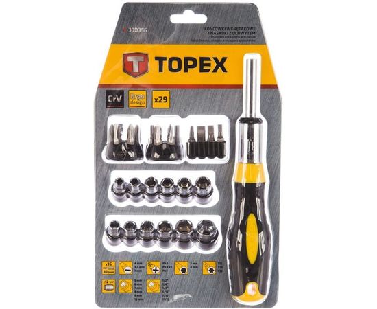 Сменные наконечники и головки с рукояткой набор 29 шт TOPEX 39D356 – изображение 5