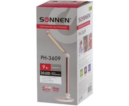 Настольный светильник SONNEN PH-3609, на подставке, светодиодный, 9 Вт, алюминий, серебристый, 23668 – изображение 2