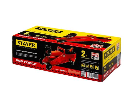Подкатной домкрат STAYER R-22 Red force 2т, 125-320мм 43152-2 – изображение 2