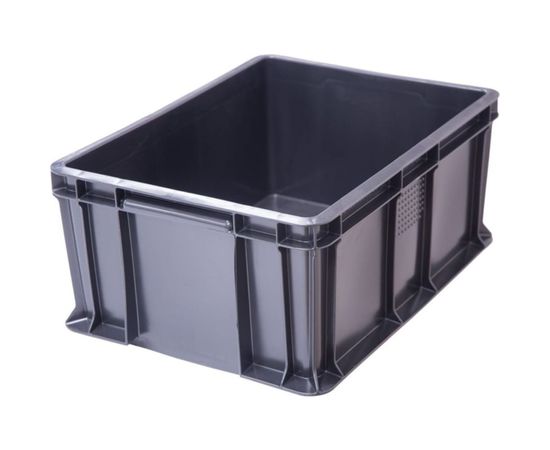 Ящик п/э Тара.ру 400х300х180 мм сплошной с внешней ручкой черный 19486 