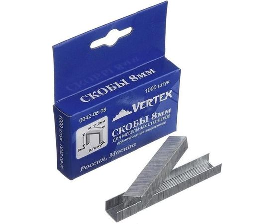 Скобы для мебельных степлеров vertextools 8 мм 0042-08-08 