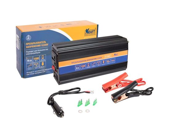Автомобильный инвертор KRAFT 12/220 В, 1500 Вт KT 835667 