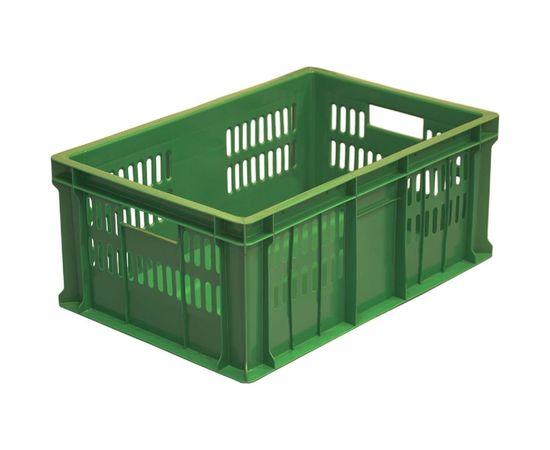 Ящик Тара.ру п/э 600х400х250 дно сплошное, перфорированный, зелёный 4100 