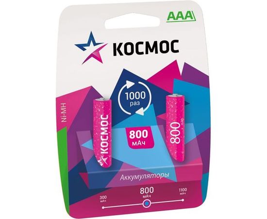 Аккумулятор Космос R03 NI-MH 800 mAh 2BL KOCR03NIMH/800MAH/ 