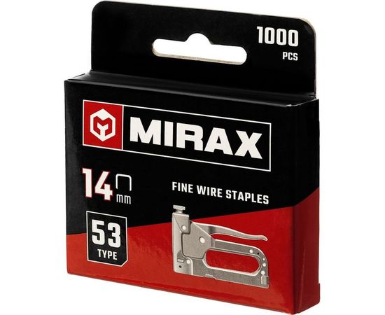 Скобы для степлера MIRAX тонкие 14 мм тип 53 (A /10 /JT21), закаленные, 1000 шт, 3153-14 – изображение 2