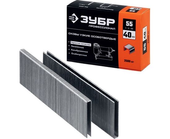 Тонкие скобы для степлера ЗУБР 40 мм, широкие, тип 55, 2500 шт. 31855-40 – изображение 3
