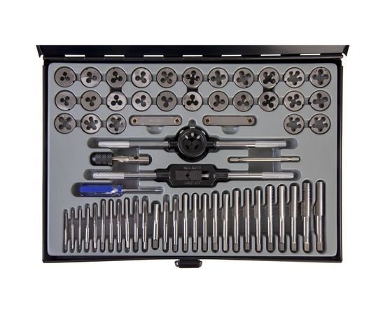 Набор метчиков и плашек WIEDERKRAFT М3-12 и 4-40 - 1/8NPT27, 60 предметов WDK-DT3060 