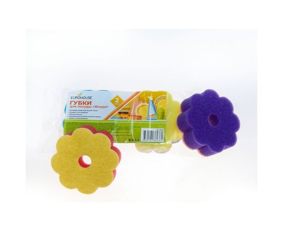 Губка для посуды EUROHOUSE Флора 2 шт 13935 