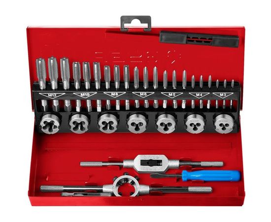 Набор метчиков и плашек, сталь 9ХС, 32 предмета ЗУБР МАСТЕР 28129-H32_z01 