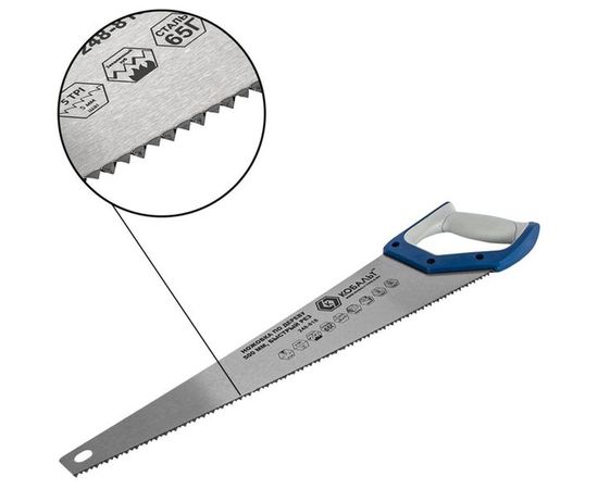 Ножовка по дереву 500 мм, шаг 5 мм/5 TPI, закаленный зуб, 2D-заточка КОБАЛЬТ 248-818 