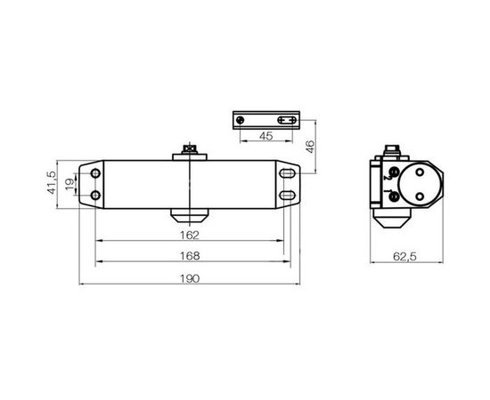 Доводчик DOORLOCK DL77N size 4/5 серебристый, крепежные размеры 162-168мм х 19мм 75540 – изображение 2