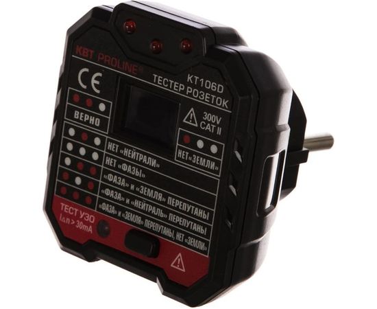 Тестер розеток и УЗО КВТ KT 106D PROLINE 79136 – изображение 2