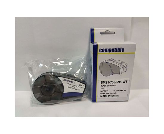 Лента Русмарк BM21-750-595-WT, 19.05мм/6.4м винил, черная на белом BMP21 Plus , Китай RM142797 – изображение 2