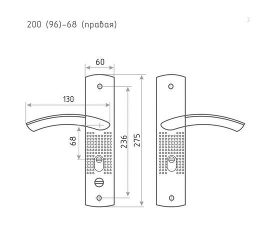 Дверная ручка на планке НОРА-М 20096 правая мат.никель 15523 – изображение 3