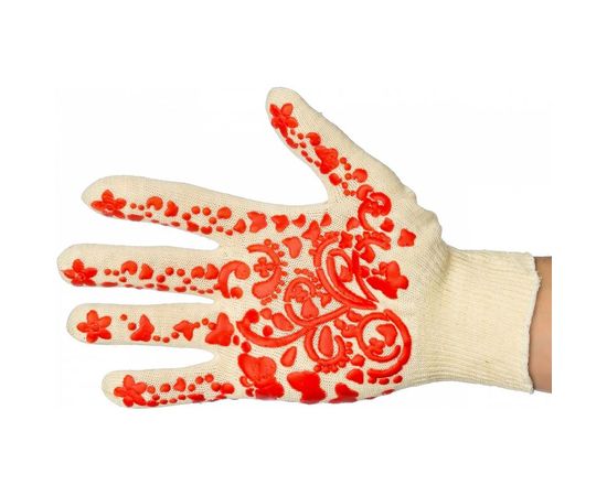 Перчатки х/б с ПВХ покрытием Gigant Цветы 13 класс вязки G-025 (Россия) 