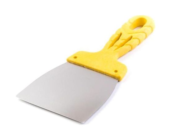 Гладкий шпатель из нержавеющей стали 100мм Jettools желтый Шн/желт-100 