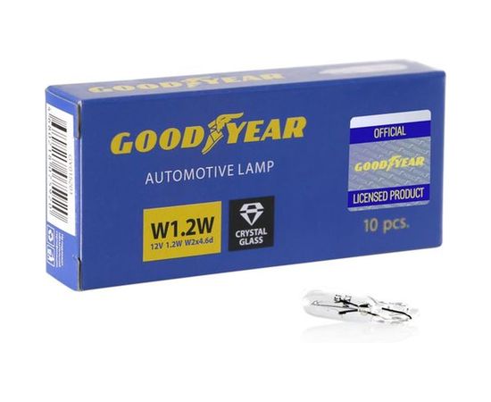 Автомобильная лампа накаливания Goodyear W1.2W 12V 1.2W W2x4.6d коробка: 10 шт. GY015201 