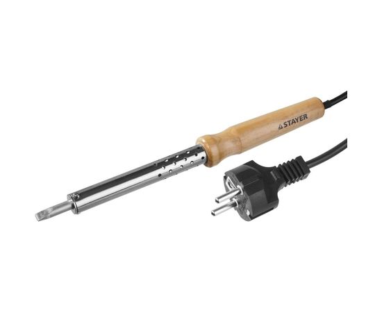 Паяльник Stayer с деревянной рукояткой и долговечным жалом MASTER MAXTerm 100 Вт клин 55310-100 