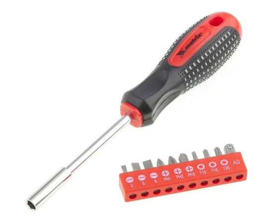 Отвертка с набором бит, 10шт, Fusion , CrV, 3-х компонентная рукоятка "anti slip" Matrix 11453 – изображение 3