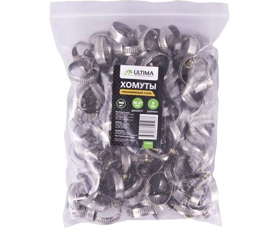 Хомуты Ultima нерж. сталь 16-27 мм ширина 9 мм 100шт/упак. 152022 – изображение 2