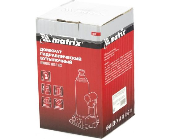 Гидравлический бутылочный домкрат, 3 т, h подъема 178–343 мм MATRIX 50762 – изображение 6