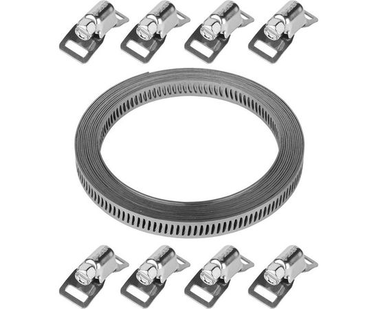 Набор Зубр ЭКСПЕРТ хомут универсальный, нержавеющий, 3мх8мм, 8 замков 37811-H8 