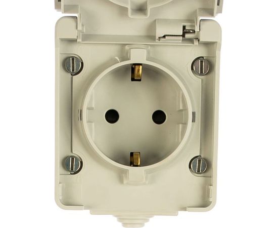 Розетка ЭРА 11260203, 2PE, IP65, шторки, 16A, 250В, ОУ, серый, 10/100/1600 Б0035990 