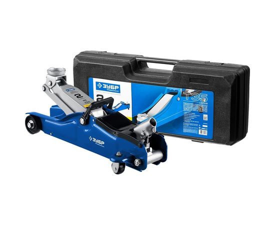 Гидравлический подкатной домкрат 2т, 85-330мм, в кейсе, ЗУБР Профессионал T35 43056-2-K 