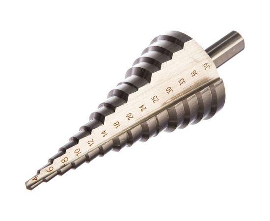 Сверло МАСТЕР ступенчатое по сталям и цветным металлам (4-39 мм; 14 ступеней; L113 мм; 3-х гран.хв.10 мм) Зубр 29665-4-39-14 – изображение 2