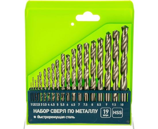 Набор сверл по металлу (1-10 мм; 19 шт.) СИБРТЕХ 723887 – изображение 2