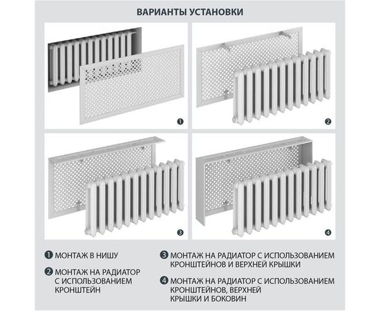 Экран для радиатора Стильный Дом Глория 90х60 см, белый v546810 – изображение 2