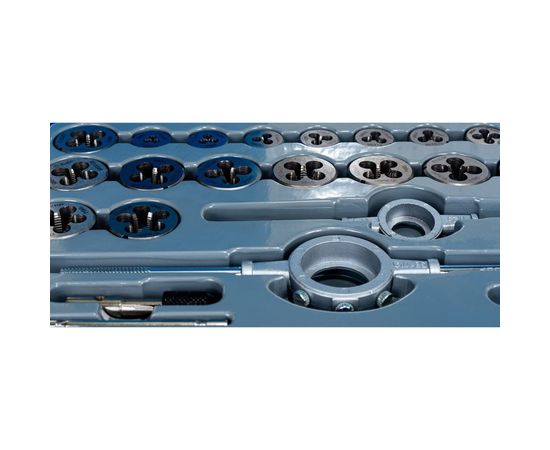 Набор метчиков и плашек "ПРОФЕССИОНАЛ", сталь Р6М5, 110 предметов ЗУБР 28110-H110 – изображение 3