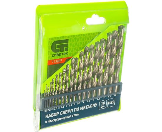 Набор сверл по металлу (1-10 мм; 19 шт.) СИБРТЕХ 723887 – изображение 3